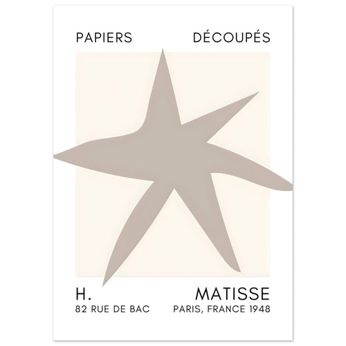 Artfulprints  Matisse – Star of the sea grey   poster 50x70 cm - vtwonen shop