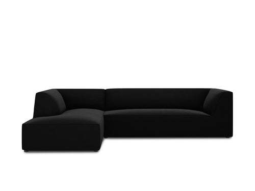 Micadoni linker hoekbank Ruby 4-zits, flueel, zwart - 180x273x69cm