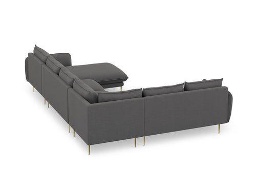 Cosmopolitan Design Panoramische hoekbank links Vienna 7-zits, structurele stof, donkergrijs - 235x330x95cm