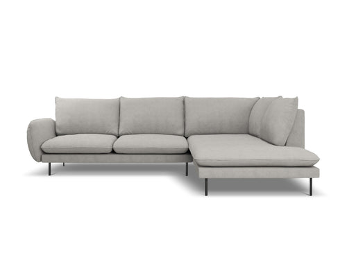 Cosmopolitan Design rechter hoekbank Vienna 6-zits, structurele stof, lichtgrijs - 185x275x95cm