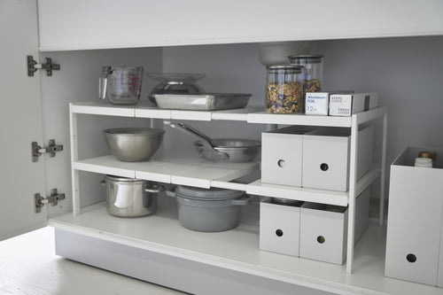Yamazaki Keukenkast Organizer Uitschuifbaar - 2 niveaus - Tower - Wit