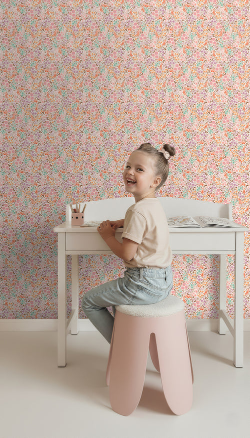 ESTAhome behang bloemetjes roze en blauw - 0.53 x 10.05 m - 131579