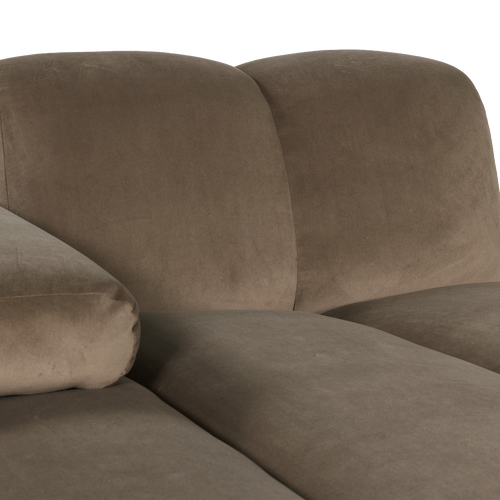WOOOD chaise longue bank links Mojo - Velvet - Taupe - 74x124x162