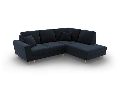 Cosmopolitan Design Converteerbare hoekbank rechts met opbergdoos Kyoto 5-zits, flueel donkerblauw - 194x243x88cm