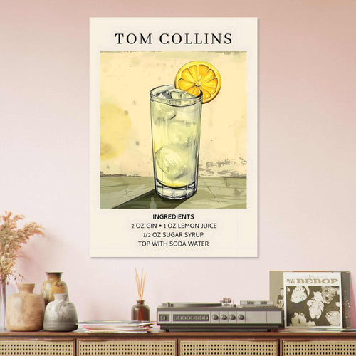 Artfulprints  Tom Collins cocktail - Ingrediënten   poster 70x100 cm - vtwonen shop