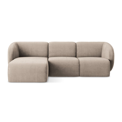 LaMiaSofa hoekbank links Cervo - chenille stof - donkerbeige - 248x166x86