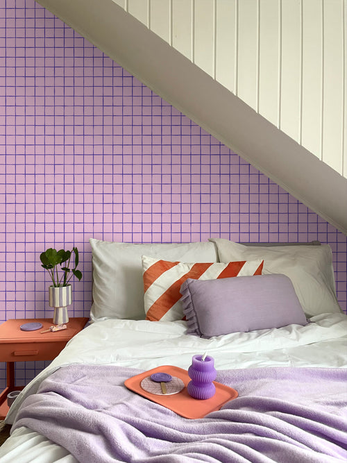 ESTAhome behang geblokt motief paars - 50 x 900 cm - 131593 - vtwonen shop