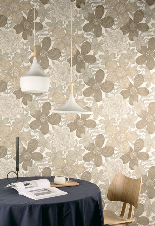 Masureel behang bloemen beige - 53 cm x 10.05 m - 632001 - vtwonen shop