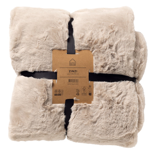 ZINZI - plaid 140x180 cm - bontlook - effen kleur - Pumice Stone - beige