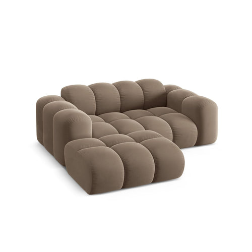 Cosmopolitan Design - Linker hoekbank Treno 2-zits, flueel cappuccino - 164x180x70cm