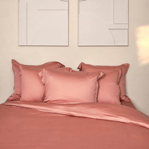 Coco & Cici - TENCEL - Sateen Kussensloop Terra Roze - 1 kussensloop 80x80