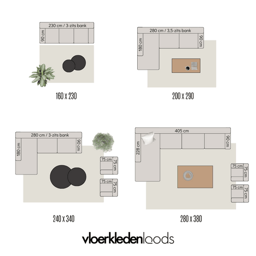 Interieur05 Wollen vloerkleed  Lecco wit/beige - 200 x 290 cm