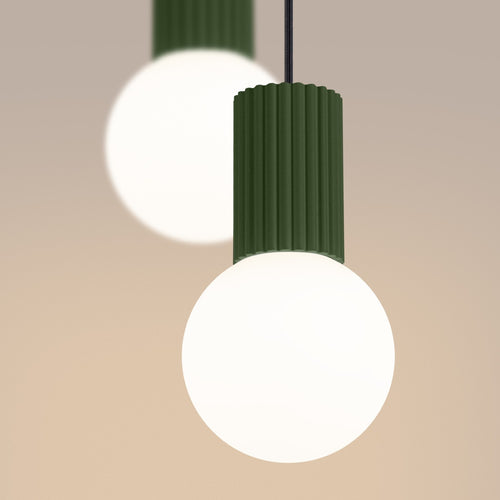 Sollux Lighting Hanglamp HALO 2P olijfgroen - 15x15x120cm