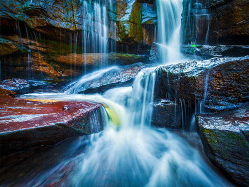 Sanders & Sanders fotobehang waterval blauw en bruin - 375 x 270 cm - 600537