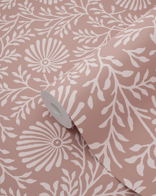 ESTAhome behang vintage bloemen mauve paars - 50 x 900 cm - 131516 - vtwonen shop