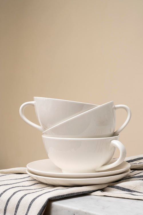vtwonen - Schaal set - Met oor - Wit - Porselein - Ø15,5cm - 2 stuks