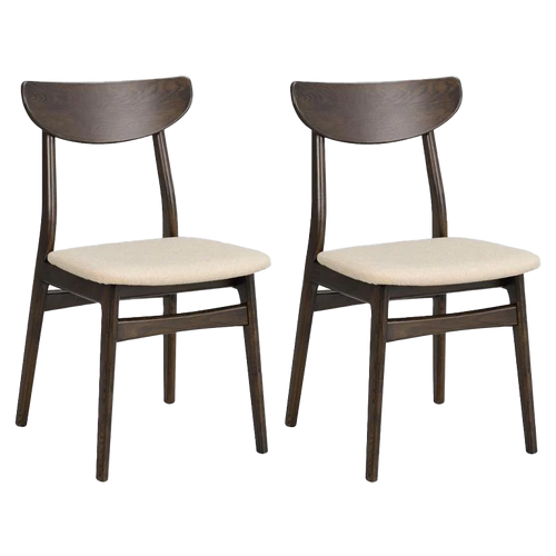 Rowico Home Rodham Eetkamerstoel Donker Eiken - Beige - Set Van 2