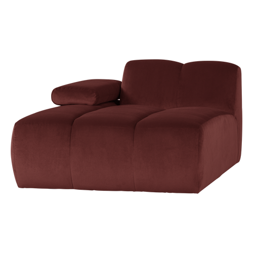 WOOOD chaise longue bank links Mojo - Velvet - Kastanjebruin - 74x124x162