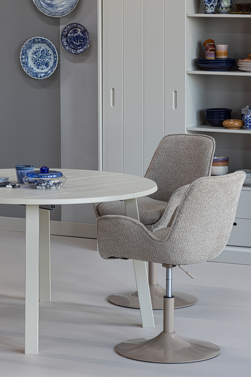 WOOOD uitschuifbare eettafel rond 120Ø cm Janne - Eiken - Dakargrau - vtwonen shop