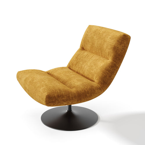 Premium Interiors - Draaistoel ROMA - velours met structuur mosterd 77cm