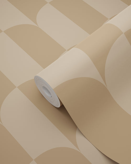 ESTAhome behang art deco bogen donker beige - 50 x 900 cm - 131233 - vtwonen shop