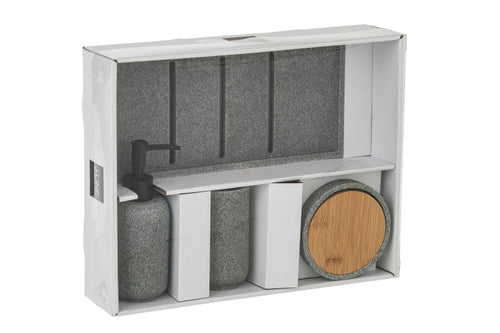 J-Line zeepdispenser On Tray - polyresin - donkergrijs/naturel