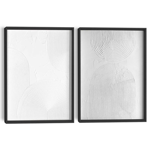 Reinders abstracte wanddecoratie set met structuur Zwart-Wit Evenwicht - 40x30cm