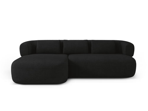 Micadoni linker hoekbank Jenny 5-zits, boucle zwart - 145x225x73cm