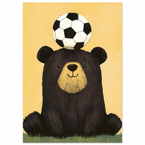 Artfulprints  Voetballende beer   poster A4 21x29.7 cm - vtwonen shop