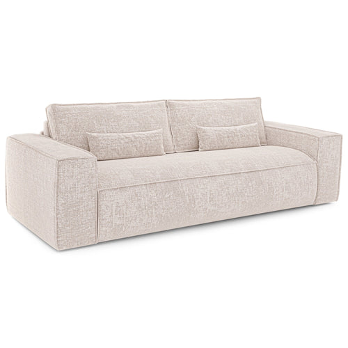 Premium Interiors - Snel uitklapbare slaapbank JUNE - gewaafd fluweel crème 216cm