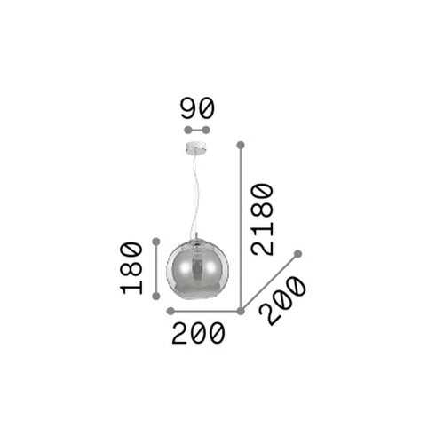Ideal Lux NEMO 20 cm koepelvormige hanglamp met chromen kap, 1x E27 fitting