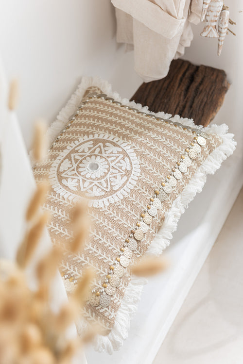 J-Line kussen Rechthoekig Patroon - jute - naturel/beige - vtwonen shop