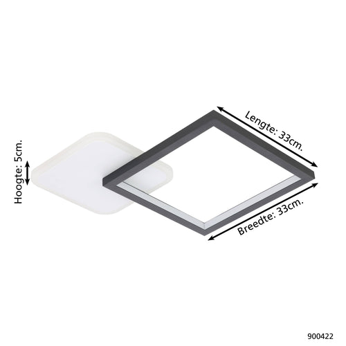 EGLO plafondlamp Gafares - led - 33 cm - zwart/wit - dimbaar - vtwonen shop