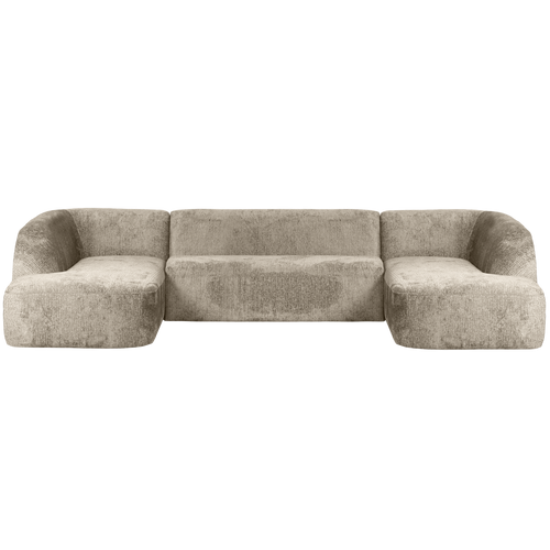 WOOOD u-vorm bank Sloping - Velvet - Wheatfield - 77x339x225