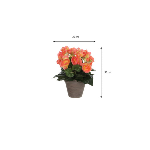 Mica Decorations Begonia Kunstplant in Bloempot Stan - H30 x Ø25 cm - Zalmroze