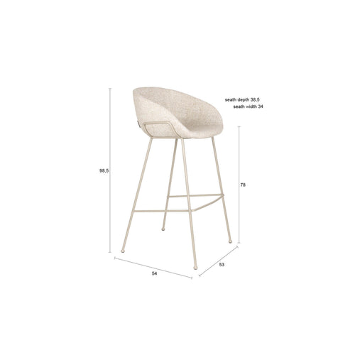 Zuiver Feston Barkrukken rugleuning 76 cm Beige - Set van 2