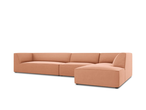 Micadoni rechter hoekbank Ruby 5-zits, flueel, roze - 180x366x69cm