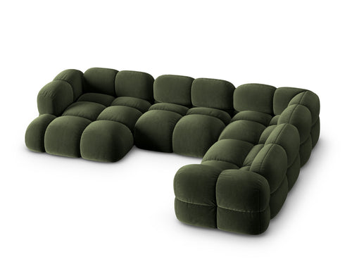 Cosmopolitan Design Panoramische hoekbank rechts Loretto 5-zits, flueel groente - 250x345x68cm