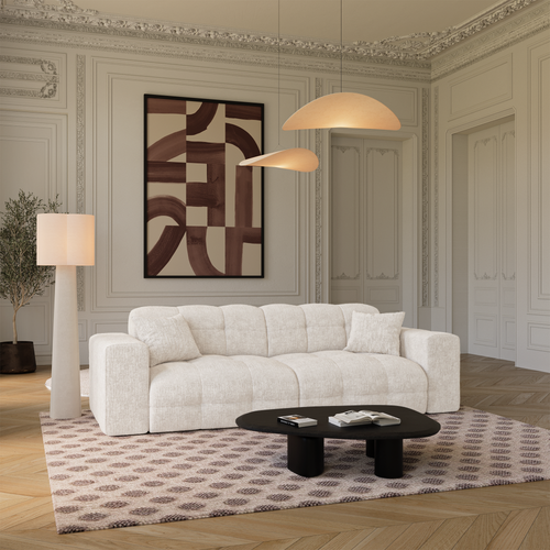 Premium Interiors - Bank COCOON - gewaafd fluweel crème 230cm