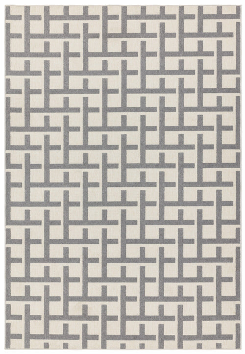 Vloerkleed Easy Living Antibes AN03 White/Grey Grid 80x150 cm - vtwonen shop