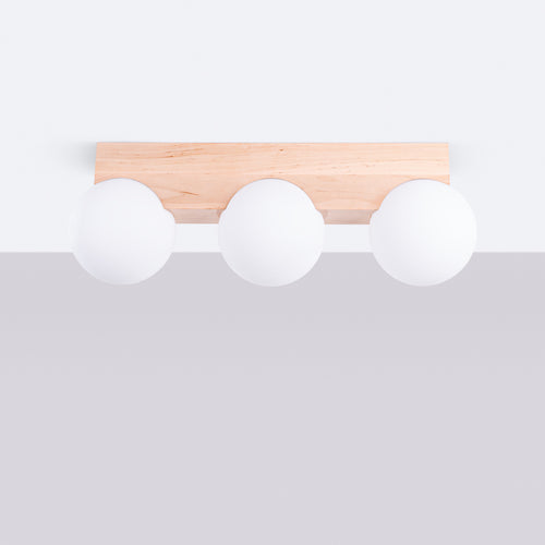 Sollux Lighting Plafondlamp BULBO 3 natuurlijk hout - 46x12x16cm