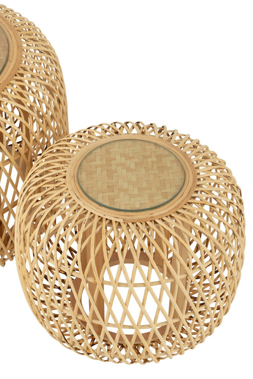 J-Line bijzettafel Afrika - bamboe/sparhout - naturel - set van 2