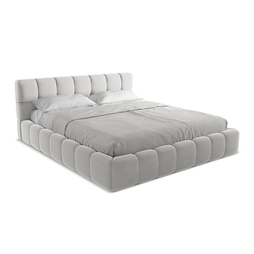 LaMiaSofa Bed met opbergruimte Roma - velours - zilver - 200x228x82
