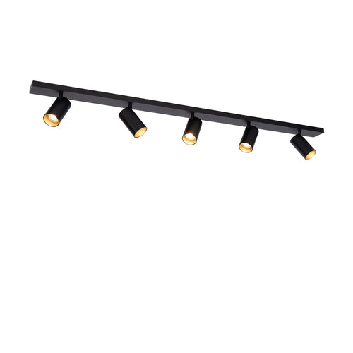 Atmooz plafondlamp Era 5 - zwart - goud binnenin - 120 x 7 x H 10 cm - GU10