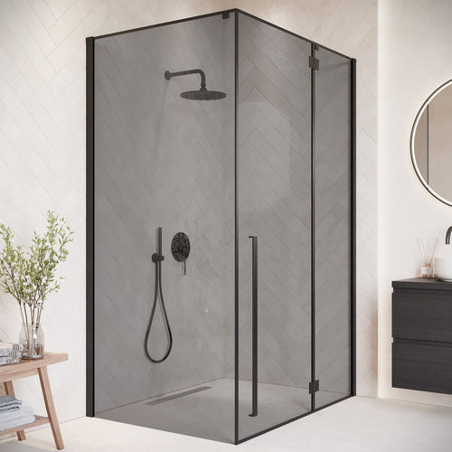 Badplaats Douchecabine Vancouver 90 x 120 x 190 cm - Zwart - Rookglas - Douchewand met Draaideur