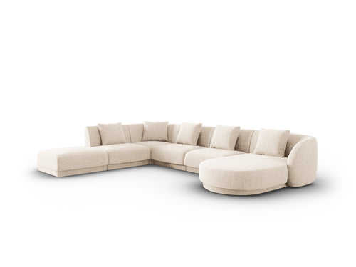 Cosmopolitan Design Panoramische hoekbank links Tulum 6-zits, chenille, lichtbeige - 255x330x70cm