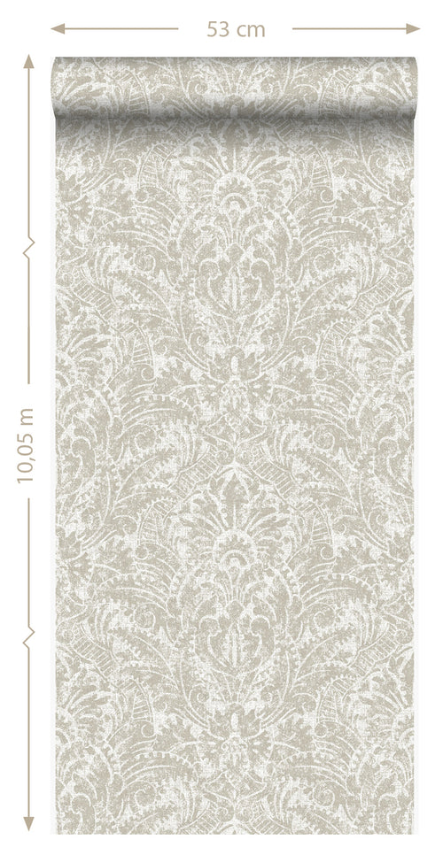 Origin Wallcoverings behang ornamenten donker beige - 53 cm x 10,05 m - 347308 - vtwonen shop