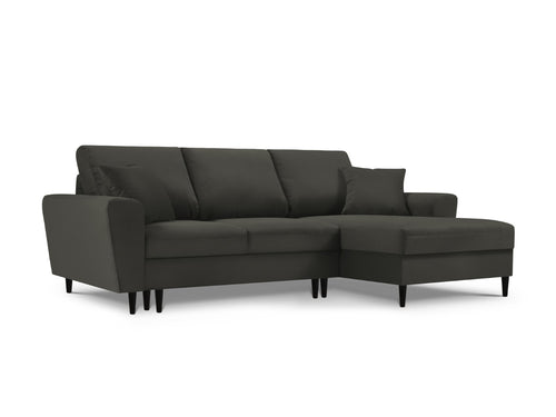 Cosmopolitan Design Converteerbare hoekbank rechts met opbergdoos Kyoto 4-zits, ribfluwelen, zwart - 145x241x88cm