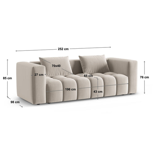 Cosmopolitan Design - Slaapbank met opbergdoos Verona 3-zits, flueel koningsblauw - 98x252x85cm