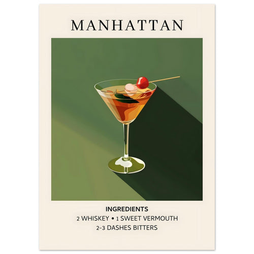 Artfulprints  Manhattan cocktail - Ingrediënten   poster 50x70 cm - vtwonen shop